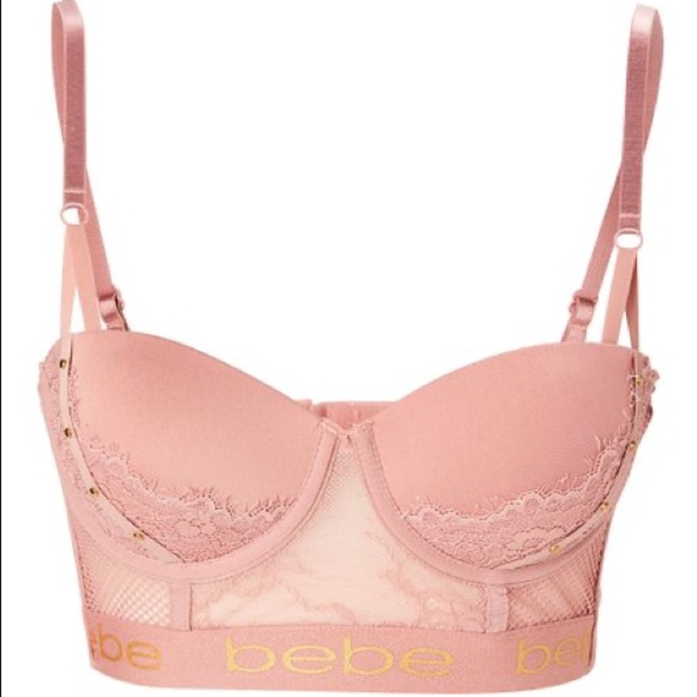 NWT bebe Blush Pink Sheer-Accent Longline Bra